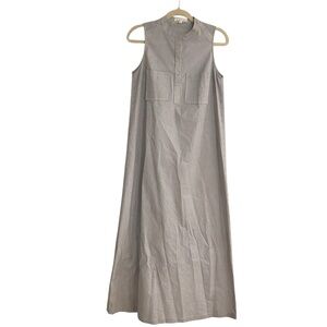 Grey Lab Anthropologie White Blue Pinstripe Sleeveless Maxi Dress Size Small